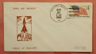 1959 Nike Asp Rocket Launch Wallops Island Va Goldey Cachet
