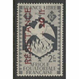 1944 French Equatorial Africa 2,  20 Fr.  " Resistance " Issue,  Yvert 175