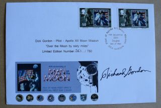 1st Manned Moon Landing 40th Anniv Isle Man Fdc Signed Astronaut Richard Gordon