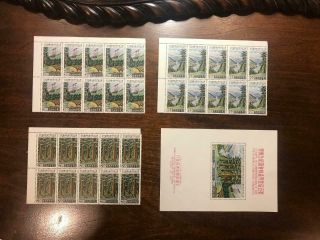 Mnh Roc Taiwan China Stamps Sc1267 - 69 Block Of 10 Plus Souvenir Sheet Vf