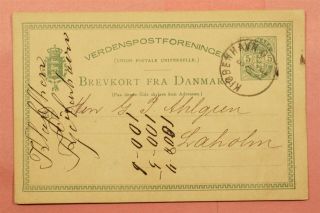 Dr Who 1886 Denmark Postal Card Copenhagen Cancel 118355