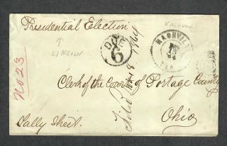 1864 Presidential Election Tally Sheet Cover Nashville Lincoln Stampless Due 6