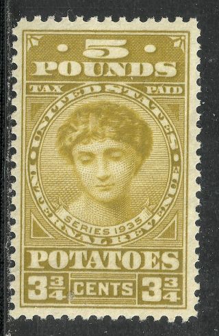 Us Revenue Potato Tax Stamp Scott Ri5 - 5 Pounds / 3 3/4 Cents Issue - Mnh - 9