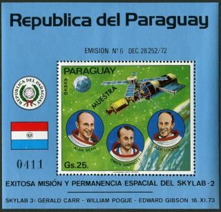Paraguay C373 Specimen Sheet,  Mnh.  Michel 2579 Bl.  222.  Skylab 2 Astronauts,  1974.