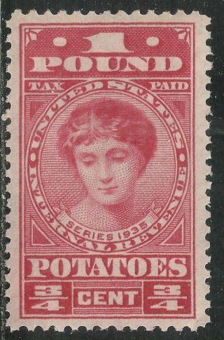 Us Revenue Potato Tax Stamp Scott Ri1 - 3/4 Cent / 1 Pound Issue Of 1935 Mnh 9