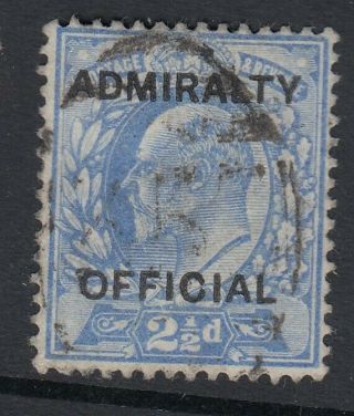 Gb: 1903 - Sg O105 - 2½d Blue Admiralty Official Overprint Good