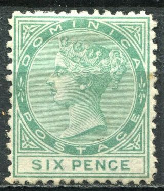 Dominica 1874 Issue,  Sg 2,  6d Green,  P12.  5,  Wmk Cc,  Cat £550