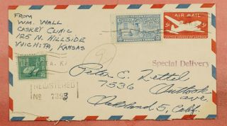 Dr Who E171947 Prexie Special Delivery Airmail Registered Wichita Ks 49827