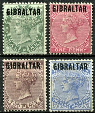 Gibraltar 1886 Bermuda Overprints,  Sg 1 - 4,  Hinged,  Cv £450