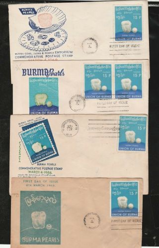 Burma Fdc 1965 - 70 Issued 10 - Different Fdcs Rare