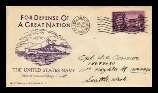 Dr Jim Stamps Us Defense Of A Great Nation Navy Cachet Wwii Cover Cleveland