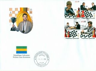 Chess World Champion Magnus Carlsen Norway Schach Echecs Gabon First Day Cover