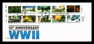 Dr Jim Stamps Us Wwii 50th Anniversary Fdc Legal Size Naval Cover Combo