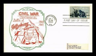 Dr Jim Stamps Us Civil War Centennial Battle Of Gettysburg Fdc Boerger Cover