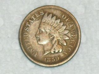 1859 Indian Head Penny Ihp Faint Liberty,  Clear Beads,  Overall Great Details