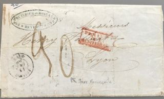 Lebanon Beyrouth Syrie Very Early Cover 13 - 11 - 1856 90d Taxed Cover To France