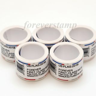 500 (5 Rolls Of 100) Usps Forever Stamps Us Flag Coil First Class,