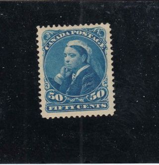 Canada (ksg99) 47 Vf - Mvlh 50cts 1893 Queen Victoria /deep Blue Cat Value $600