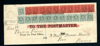 Fiji 1903 Registered Cover 10 X 1d,  12 X 1/2d,  Sent To Paris (s130)