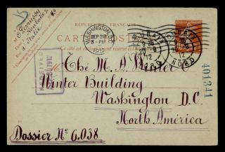 Dr Who 1912 France Roubaix To Usa Postal Card Stationery C120060