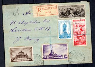 Russia Russland Soviet Union 1937 Registered Cover Moscow To Uk Gb