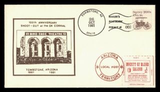 Dr Who 1981 Tombstone Az Mailer Postmark Permit Az Territory Local Post E41034