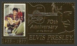 Gambia 2005 Pop Rock Music Elvis 70th Birth Anniversary Gold Set Mnh