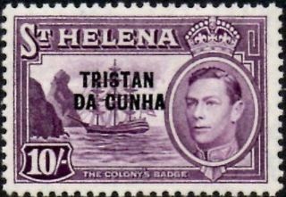 Tristan Da Cunha 1952 Kgvi 10/ - Purple Sg.  12 (mnh)