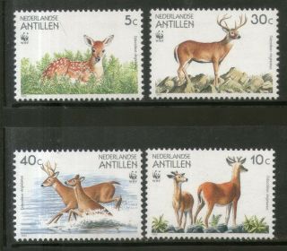 Netherlands Antilles 1992 Wwf White - Tailed Deer Wildlife Sc 666 - 69 Mnh 123