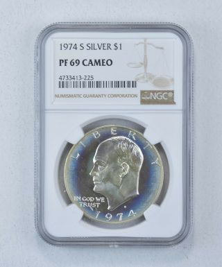 Pf69 Cam 1974 - S Eisenhower Silver Dollar - Graded Ngc 080