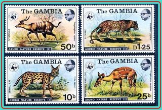 Gambia 1976 Wwf / Animals Sc 341 - 44 Mnh Cv$94.  00 Big Cats,  Felines