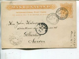 Mashonaland British South Africa Company 1½d Postal Card To Sweden 1895
