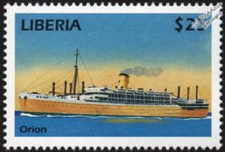 Rms Orion Orient Line Ocean Liner / Passenger Cruise Ship Stamp (liberia)