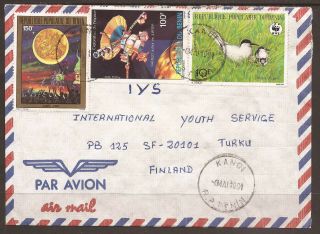 Benin - Africa / Finland.  1991.  Air Mail Cover.  Postmark Kandi.  10f Wwf Storm P