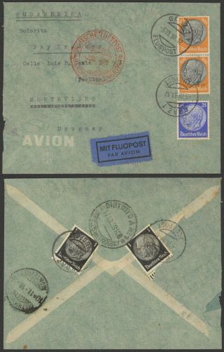 Germany 1938 - Air Mail Cover Graz To Montevideo Uruguay 34828/1