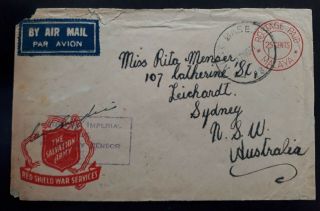 Very Rare 1941 Malaya Salvation Army Cover With Aust Base Po & Postage Paid Cds