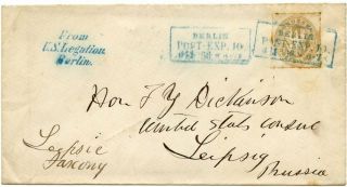Prussia,  German States,  1866 Cover W/berlin D.  S. ,  " From U.  S.  Legation Berlin " H/s