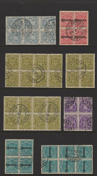 Rhodesia 1896 - 1908 Large Group Of Bsac Cto Blocks - See All 6 Scans