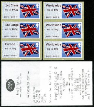 Scarce Type Ii Wincor Ma13 Flag Collector Set/6 To Worldwide To 40g Post & Go
