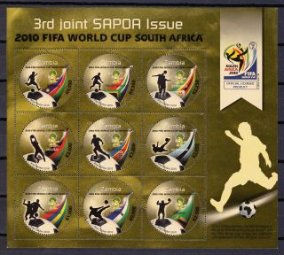 Zambia 2010 3rd Sapoa Issue Fifa World Cup Sheet Vf Mnh Sgms1071