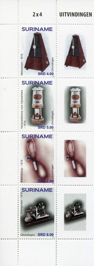 Suriname 2016 Mnh Inventions 4v Block Set Stethoscope Uitvindingen Stamps