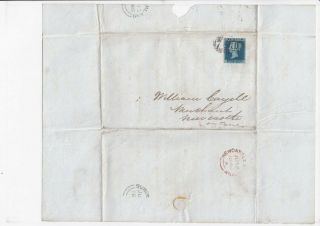 Lot:31514 Gb Qv Cover 1841 2d Blue On Cover Sunderland To Newcastle On Tyne 13