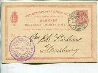 Denmark 10ö Postal Card To Germany 1894
