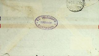 ECUADOR 1933 PANAGRA AIRMAIL 3V COVER TO CHILE - 44912 2