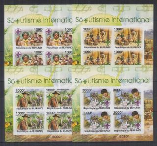 147.  Burundi 2011 Set/4 Imperf Stamp S/s Scouts.  Mnh