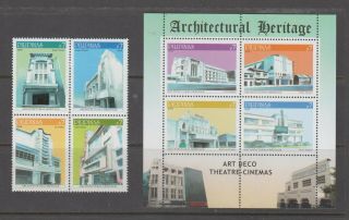 Philippine Stamps 2009 Architectural Heritage (art Deco Theaters) Complete Set M