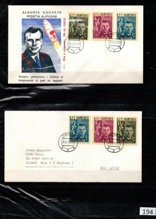 Albania - 2 Fdc - Space - Gagarin - Red Overprint