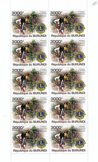 Lions Clubs International Humanitarian Charity Stamp Sheet (2011 Burundi)