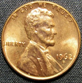1962 D Us Lincoln Memorial Cent Copper Coin