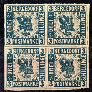 Germany - 1861 Bergedorf - 3 Shilling - 4 Block - Nh
